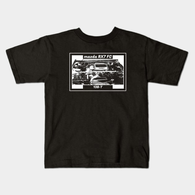 MAZDA RX-7 FC ENGINE (Black Version) Kids T-Shirt by Cero